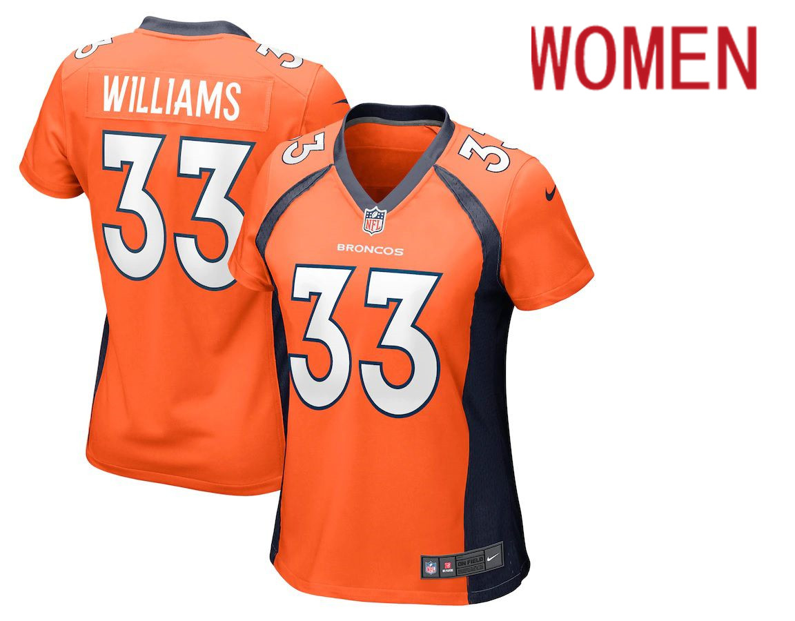 Women Denver Broncos 33 Javonte Williams Orange Nike Game NFL Jersey